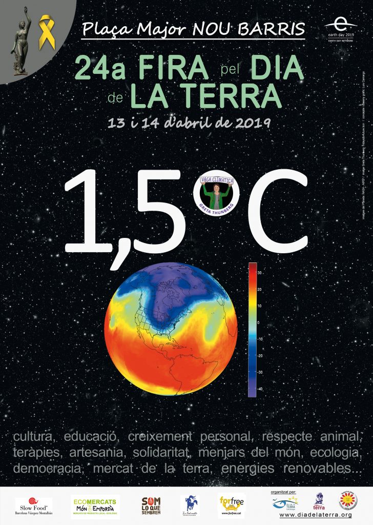 Cartel 24ª Fira pel Dia de la Terra - 13 y 14 abril 2019 - Plaça major de nou barris, Barcelona
